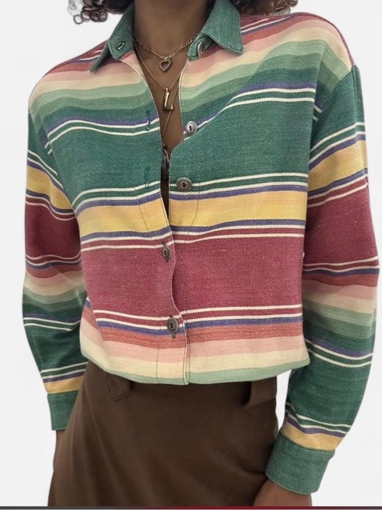 Double D Ranch Tops - Vintage Double D Ranchwear Striped serape  Western Button-Up RTL $245 M like new
